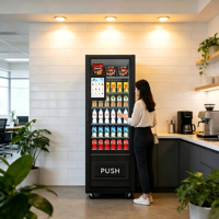 Máquina Expendedora Inteligente con Pantalla Táctil, Autoservicio, Combinación de Bebidas y Snacks, Sin Efectivo, Android Comercial, OEM, Código QR, SDK, Wi-Fi, 4G, Control Remoto