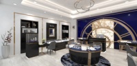 Vitrine de luxe pour montres, noire et or, avec trois tiroirs, base métallique, certifiée CE ETL, pour boutique de montres-bracelets