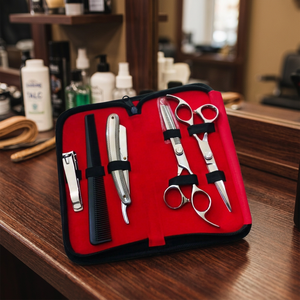 ASAP BEAUTY PAKISTAN Ensemble de ciseaux à cheveux durables de 6,0 pouces en acier HRC Rockwall, design tendance, pointe affûtée, pour coiffeur et barbier, avec brosses et peignes - Product Image 3