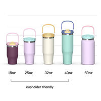 Gobelet isotherme en gros, en acier inoxydable, portable, avec poignée et paille, pour le voyage