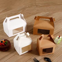 Cadeau d'emballage de poignée portable boîte à desserts de boulangerie vente en gros boîte à gâteaux en papier kraft jetable en plastique à fenêtre transparente personnalisée