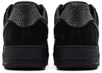 Swarovski Force 1 Low Solid Black Faux Suede Toe Lace-Up Cushioned EVA Midsole Rubber Outsole Crystals Unisex Casual Walking