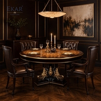 Mesa de Comedor Redonda Chateau Compass-Rose |   Mesa de Pedestal de Lujo con Marquetería Clásica Francesa - EKAR