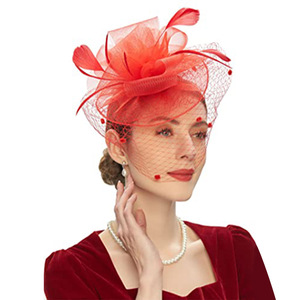 HZO-23019 Wholesale Fashion Design Party Women Church Fascinators Hats Sinamay <strong>Navy</strong> Red Church Fascinator <strong>Headbands</strong> - Product Image 4