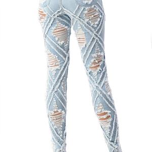 Fabricante de Ropa para Mujer, Pantalones Vaqueros Ajustados de Cintura Alta, Desgastados, Personalizados, para Mujer - Product Image 3