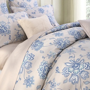 Sang Trọng Hoa In Ấn Duvet Bìa Tấm Ga trải giường 100% Bông Màu Xanh 4 Mảnh Bộ Đồ Giường Đặt Nhà Cung Cấp - Product Image 2