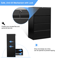 Meubles de Bureau en métal Facile Assemblé Noir Latéral 4 Conception De Tiroir En Acier Classeur