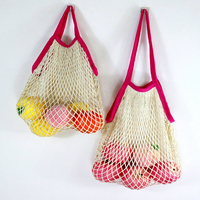 Katoenen mesh tas Moderne en eenvoudige multifunctionele fruit- en boodschappentas Geweven keukenopbergtas voor diverse ballen