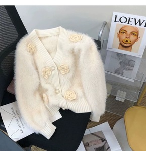 Cárdigan de Punto para Mujer de Estilo Casual para Otoño <span class=keywords><strong>con</strong></span> <span class=keywords><strong>Flores</strong></span> de Ganchillo, Top de Moda en Patrón Sólido Confeccionado en Tejido Suave - Product Image 3