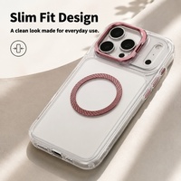 Coques de téléphone magnétiques transparentes C0303 avec support d'objectif et couvercle arrière pour iPhone 17 Air 16 15 14 13 12 11 18 Pro Max