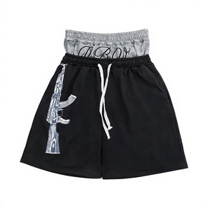 Pantalones Cortos Bermuda de Algodón para Hombre, Color Negro Sólido, Cintura Media, con Cordón, Estilo Casual, con Bolsillos, Tela Transpirable - Product Image 1