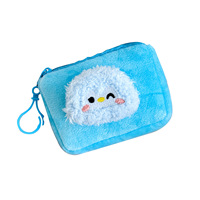 Porte-monnaie mignon en peluche d'animal, frais et doux, pliable, sac à monnaie miniature carré pour étudiant, sac à écouteurs, dessin animé, pendentif en forme de cœur pour fille, porte-clés