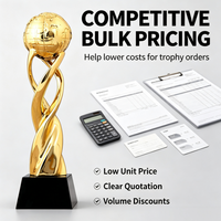 Trophée Globe d'Or Personnalisé Écologique pour Cadeau d'Entreprise, Poli, Imprimé UV, Gravé, pour Distribution en Gros