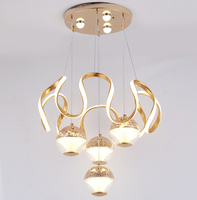 Suspension LED contemporaine chromée, lustre LED réglable pour la décoration intérieure du salon (S555-3 + 1 CH)