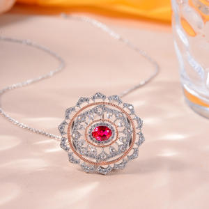 Conjunto de Joyería de Plata de Ley con Broche de 2 Quilates, Collar de Ópalo, Rubí y Circonita Cúbica, Moda, Importaciones al por Mayor - Product Image 3