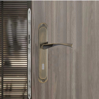 Poignée de porte intérieure en aluminium bronze sur plaque de fer pour porte en bois