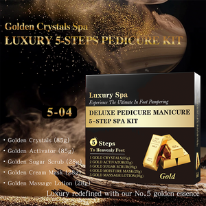 Kit de <span class=keywords><strong>Pedicura</strong></span> Spa Dorado Orgánico al por Mayor Deluxe de Lujo para Salón de <span class=keywords><strong>Manicura</strong></span> <span class=keywords><strong>y</strong></span> <span class=keywords><strong>Pedicura</strong></span> 5 en 1 Set de Productos para el Cuidado de Pies de Bajo MOQ - Product Image 4