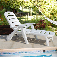 Chaise longue de plage moderne en plein air, dossier en plastique pliable réglable, table basse de loisirs pour piscine, source chaude