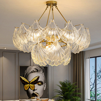 Lampe suspendue en verre transparent AMJ Big Clear Glass Leaves Iron, style moderne, utilisation intérieure, hôtel, couloir, villa, lampe de plafond LED de luxe
