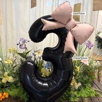 Les ballons en film d'aluminium numérique à nœud noir et rose de 40 pouces conviennent à la décoration de fêtes d'anniversaire et d'anniversaire.