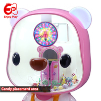 Máquina expendedora comercial de piruletas de 25W de baja potencia, máquina de juegos infantiles con plato giratorio de dibujos animados, juegos operados con monedas para tiendas minoristas
