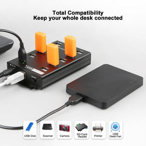 Hub de charge et de synchronisation de données USB 2.0 à 10 ports Sipolar A-300 60W en métal avec adaptateur secteur - Product Image 5