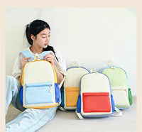 Sac à dos scolaire grande capacité, imperméable, avec blocs de couleur, pour ordinateur portable, idéal pour l'école, les voyages et les loisirs en extérieur - Vente flash