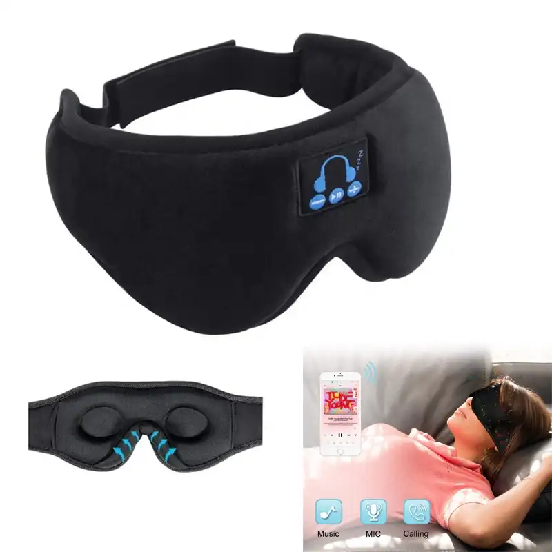 Yeni 3D kulaklık kablosuz müzik uyku maskesi uyku bandı nefes göz maskesi mavi diş V5.0 kulaklık çağrı üreticileri Dropshipping
