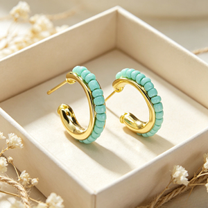 Orecchini pendenti con perline in stile vintage francese, gioielli per le orecchie semplici e colorati in stile bohémien per l'uso quotidiano - Product Image 3