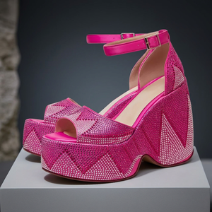 Sandalias de Plataforma con Tacón Alto de Diseñador para Mujer, Sandalias de Verano con Correa de Moda de Alta Calidad, Diseño Floral con Lazo, Zapatos de Playa - Product Image 2