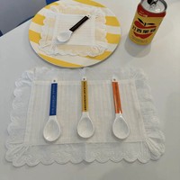 Sets de table coréens doux et purs de style blanc avec motif bambou et dentelle, sous-verres, décorations de table, sets de table multi-usages