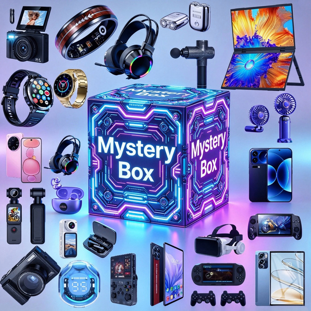2-Pieces Electronics Mystery Box Surprise With 5G Smartphone Smartwatch Bluetooth Speaker Data Cable Random Mobile Accessories