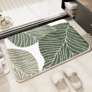 Tapis carré HAPTON style nordique aspect cachemire, tapis de sol épais en TPR, résistant à la saleté, facile d'entretien, pour chambre et toilettes, motif floral. - Product Image 1