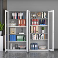 Armoire de classement en verre, en acier, avec étagères réglables pour le rangement des documents et des livres de bureau