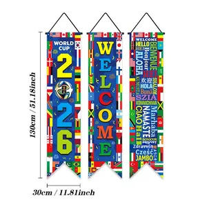 Drapeau suspendu transfrontalier 2026 États-Unis-Canada-Mexique pour les fans, décoration murale, bannière <span class=keywords><strong>triptyque</strong></span>, ambiance de bar - Product Image 6