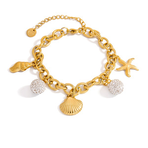 Fashion Charm <b>Bracelet</b> Gold Color Starfish <b>Shell</b> Pendant Women's Jewelry Gift - Product Image 5
