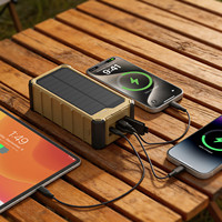 Batterie solaire portable 30000mAh pour l'extérieur, étanche IP65, chargeur portable avec filetage 1/4'' et double éclairage LED WT-S037