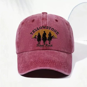 New Arrival Vintage Washed Distressed Baseball Cap <strong>Yellowstone</strong> Dutton Ranch Embroidery Logo Custom Wholesale Dad <strong>Hat</strong> - Product Image 6