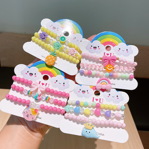 Juego de Joyería Infantil de Moda, 3 Piezas, Pulsera con Forma de Fruta y Unicornio, Cuentas Acrílicas Coloridas para Niñas Pequeñas - Product Image 1