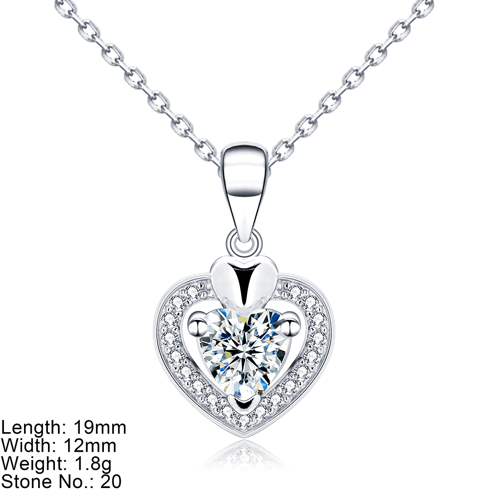 925 Sterling Silver Jewelry Two Hearts Pendant Necklace Fine