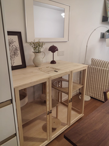 Mobilier élégant pour chat en bois de pin, villa pour chat avec portes en verre pour la décoration de la maison, maison en bois pour chat personnalisée - Product Image 3