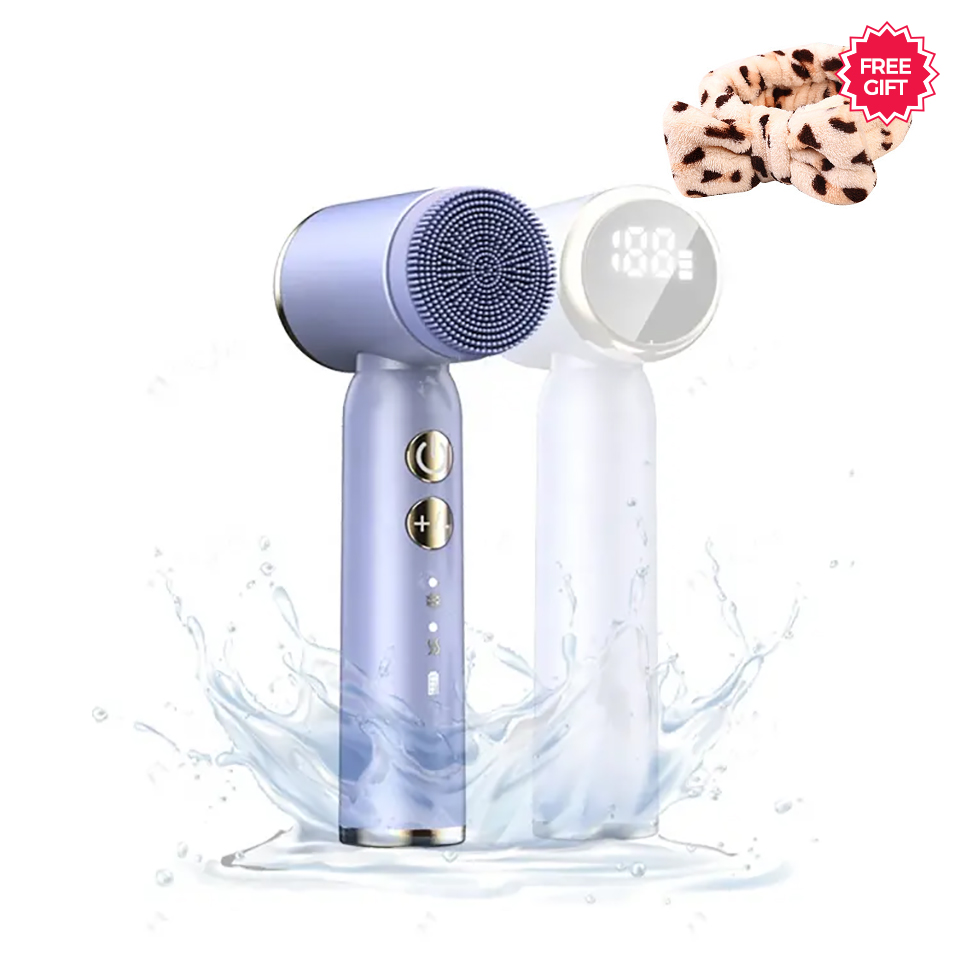 LED Waterproof Electric Sonic Facial Exfoliating Cleanser Silicone Facial Cleansing Brush With 6 Replaceable Face Brushes