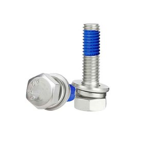 Boulon à bride hexagonale en acier inoxydable 304 avec colle bleue, fixation filetée pour montage d'équipements industriels - Product Image 3