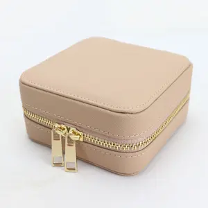 Grandbag Custom Pebble And Saffiano Leather Multi-function Earrings And Necklace Box Zip Around Jewellery Box With Mirror