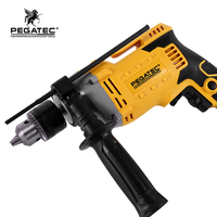 Perceuse à percussion PEGATEC 850W, moteur en cuivre pur, mandrin sans clé de 13 mm, contrôle de vitesse progressif avant/arrière avec poignée auxiliaire