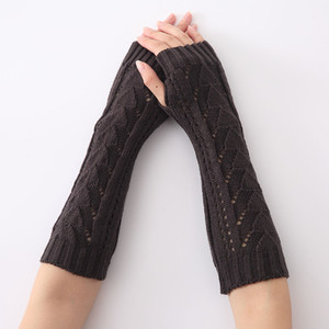<span class=keywords><strong>Crochet</strong></span> Sans <span class=keywords><strong>Doigts</strong></span> longs Femmes Tricot Manchettes Manches Losange Gants Pouce Trou Mitaines - Product Image 5