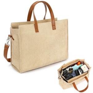 Beaguful Corduroy Shoulder Tote Bag For Women – Large Capacity Casual Handbag With Zipper & Inner Pockets - View #5