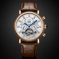 Reloj de Hombre Mecánico Automático de Lujo de Alta Gama, Caja de Aleación, Correa de Cuero Genuino, Esfera con Agujas, Resistente al Agua 30M
