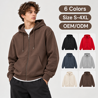 Sweat à capuche zippé personnalisé avec logo, coupe oversize, en molleton épais, style streetwear décontracté pour hommes et femmes