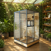 Cabinet spacieux pour oiseaux de grande taille, volière intérieure robuste, structure en bois durable conçue pour plusieurs oiseaux
